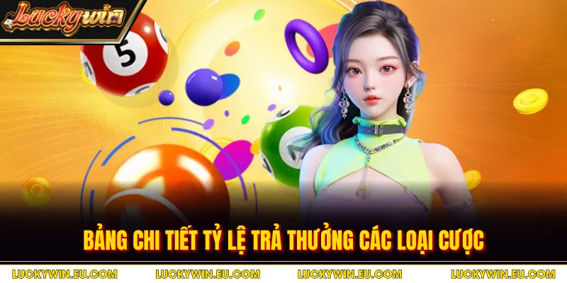 Bảng chi tiết tỷ lệ trả thưởng các loại cược